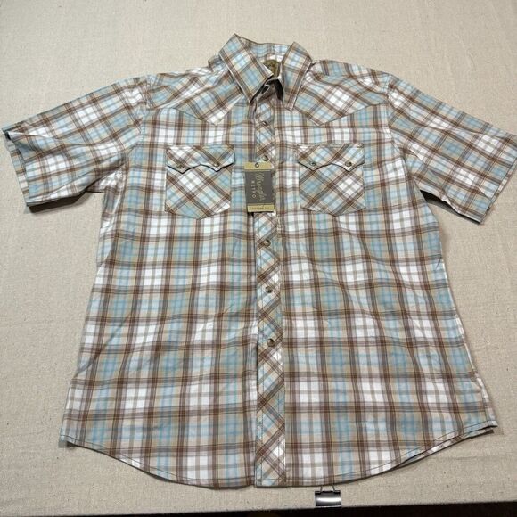NWT  Wrangler Retro Shirt Men's Large Plaid Western Pearl Snap Cowboy Rodeo - Picture 1 of 6